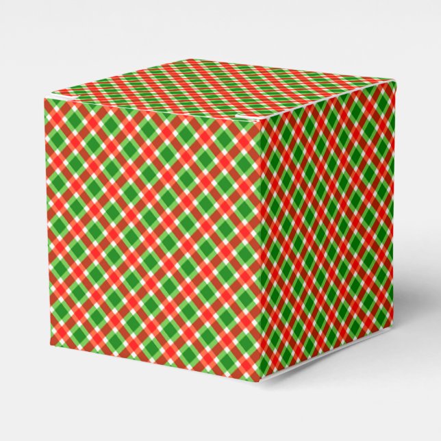 Caja Para Regalos Navidades Red y Green Plaid (Costado Anverso)