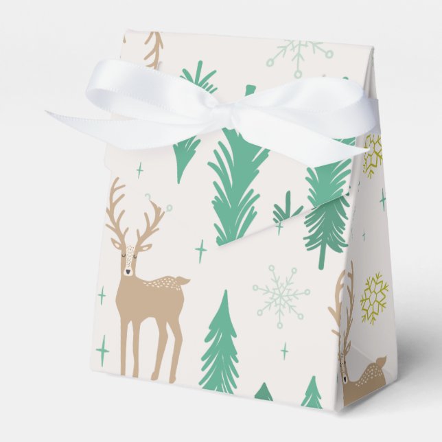 Caja Para Regalos Navidades renos en el bosque evergreen de invierno (Front Side)