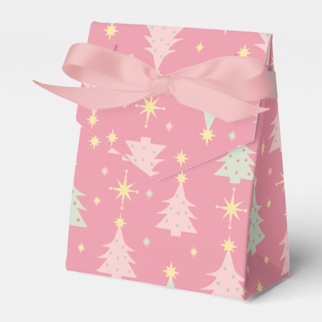 Caja Para Regalos navidades Retro Rosa y Verde de los años 50 (Front Side)