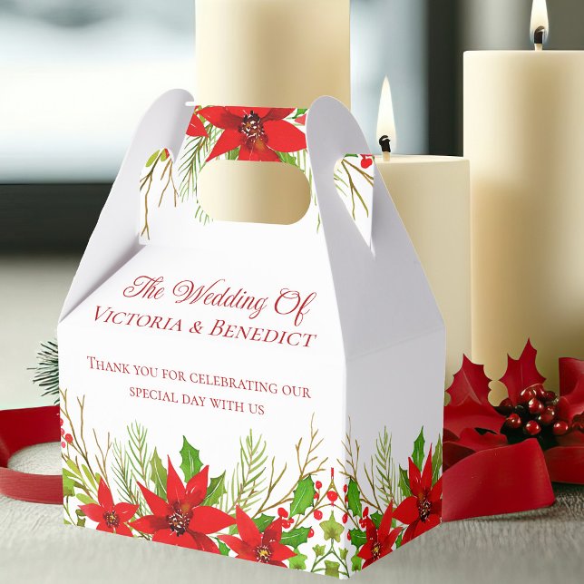 Caja Para Regalos Navidades rojos Poinsettia Boda personalizado (Subido por el creador)