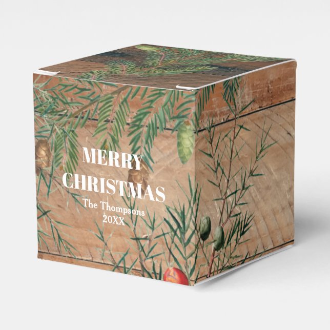 Caja Para Regalos Navidades Rustic Wood Joy Merry Christmas (Costado Anverso)