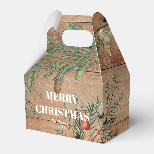 Caja Para Regalos Navidades Rustic Wood Joy Merry Christmas (Front Side)