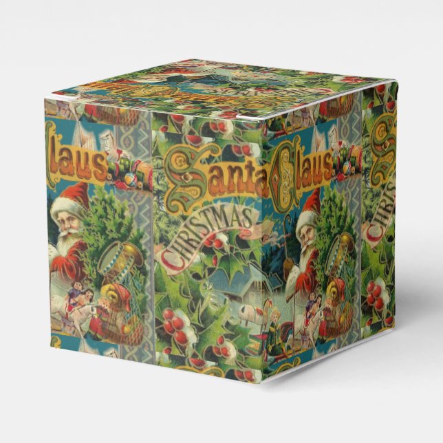 Caja Para Regalos Navidades Santa Claus Arte Antiguo (Costado Anverso)