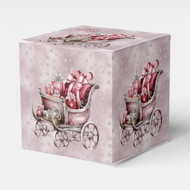 Caja Para Regalos Navidades Sleigh Con Regalos Caja De Favor De Vaca (Costado Anverso)