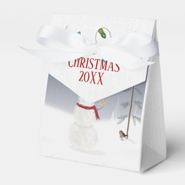 Caja Para Regalos Navidades snowman con estrella dorada para el árbo (Front Side)