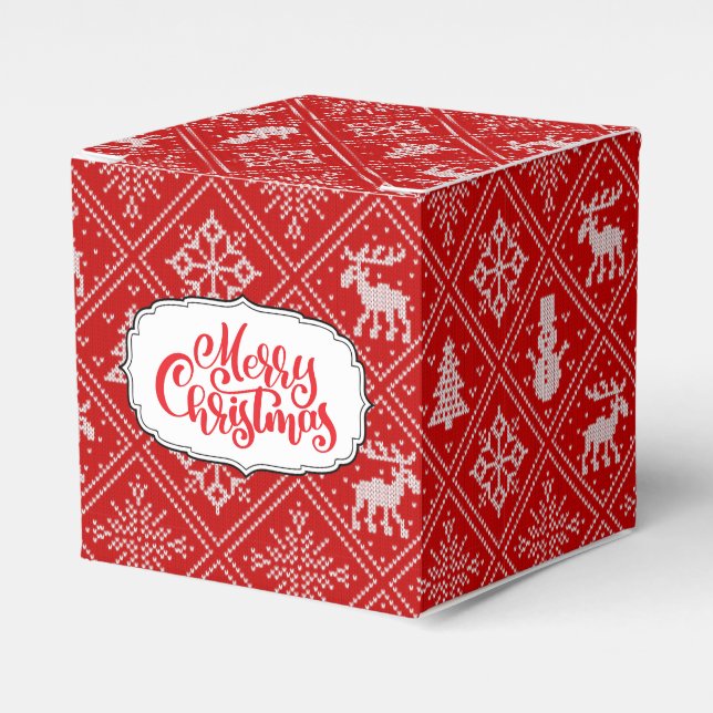 Caja Para Regalos Navidades Sweater Knit Favor Box (Costado Anverso)