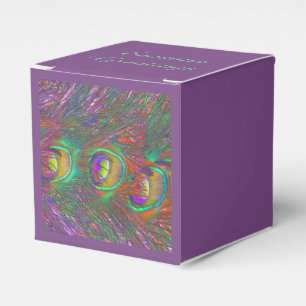 Caja Para Regalos Navidades Tinsel Peacock Feathers Personalizado