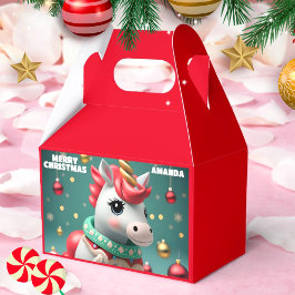 Caja Para Regalos Navidades unicornios Fiesta infantil rojo
