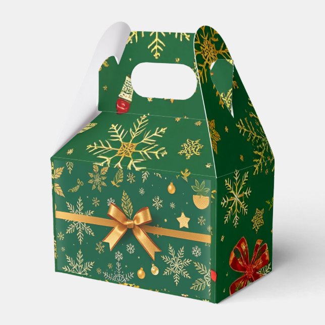 Caja Para Regalos Navidades verdes elegantes (Front Side)