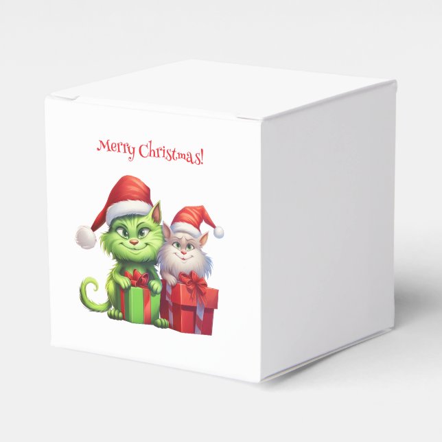 Caja Para Regalos Navidades verdes maliciosos gatos (Costado Anverso)