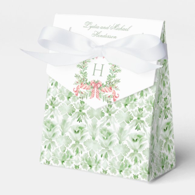 Caja Para Regalos Navidades Wreath Candy Cane Bow | Boda de monogram (Front Side)