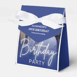 Caja Para Regalos Navy Blue and White Gradient Photo Birthday