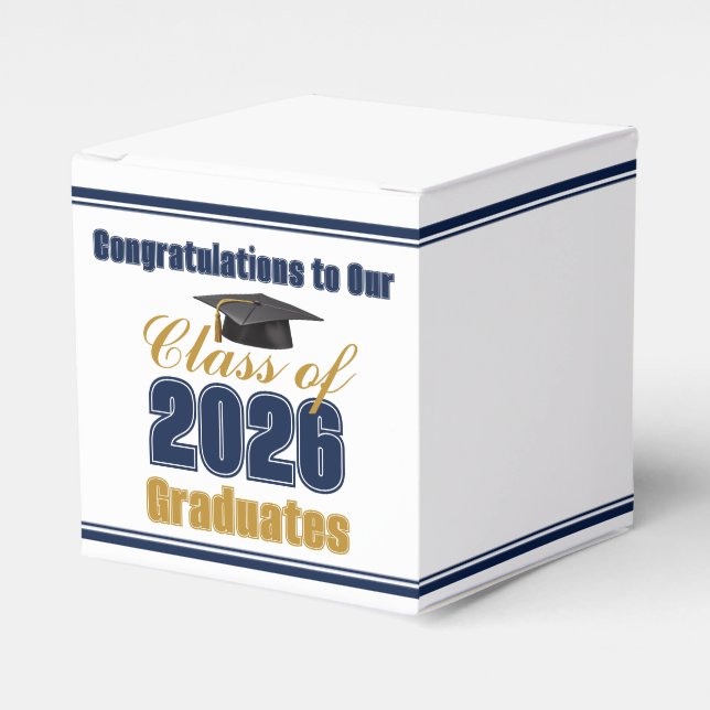 Caja Para Regalos Navy Blue Class of 2026 Graduation Party Small (Costado Anverso)