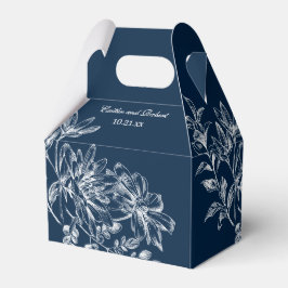 Caja Para Regalos Navy Blue Elegant Floral Wedding Favor Box