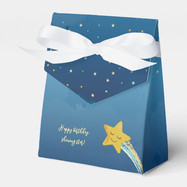 Caja Para Regalos Navy Blue Gold Twinkle Little Star Favor Box (Front Side)