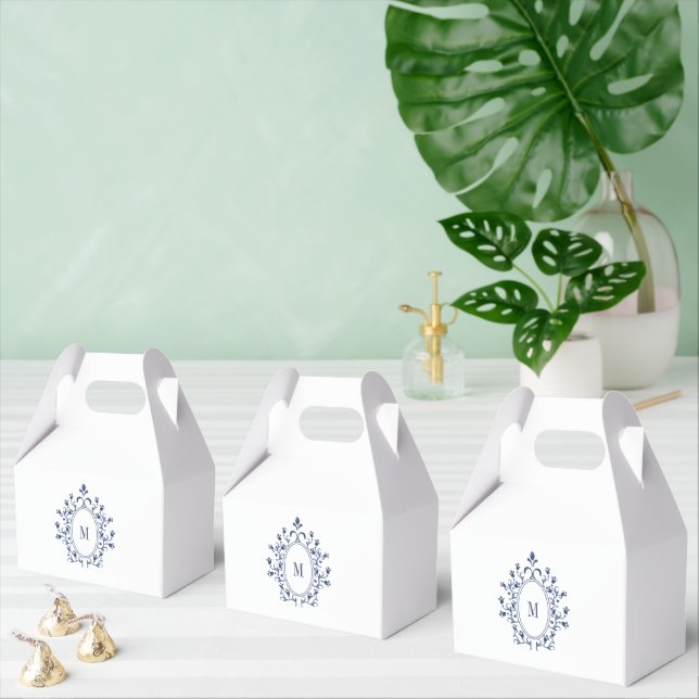 Caja Para Regalos Navy Blue Minimal Monogram (Múltiple)