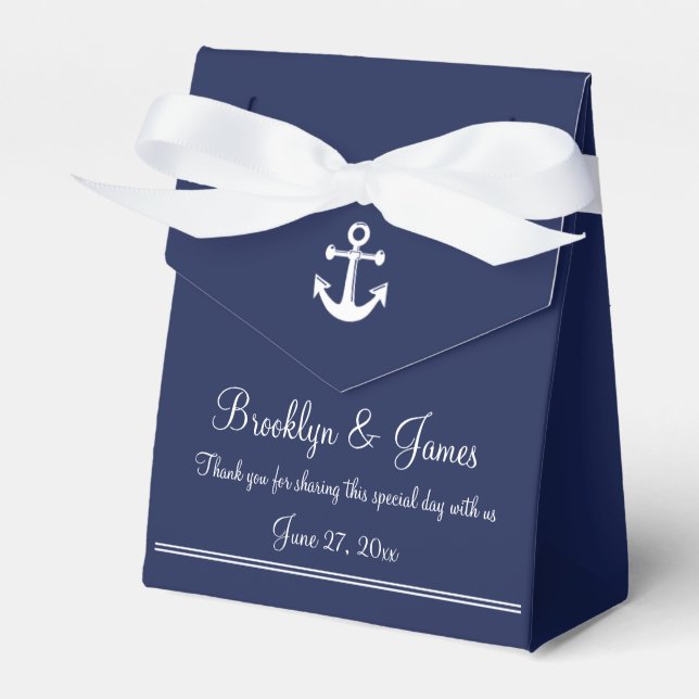 Caja Para Regalos Navy Blue Wedtical Favor Box Tent (Front Side)