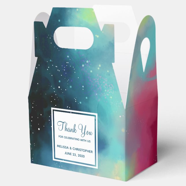 Caja Para Regalos Nebulosa color verde y rojo moderno (Abierto)