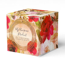 Negocio de productos de marca floral amarilla roja