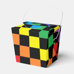 Caja Para Regalos Negro a cuadros del arco iris