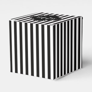 Caja Para Regalos Negro Blanco Raya Negro Cuatrifolio 3 Monograma