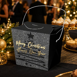 Caja Para Regalos Negro Brillante Dorado Feliz Navidad Feliz Año Nue