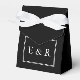 Caja Para Regalos Negro sólido con detalle de Boda blanco
