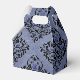 Caja Para Regalos Negro y Azul Floral Damask Vintage Grunge