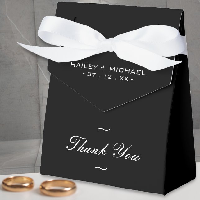Caja Para Regalos Negro y blanco recién casados Gracias Boda (black and white thank you wedding favor box)
