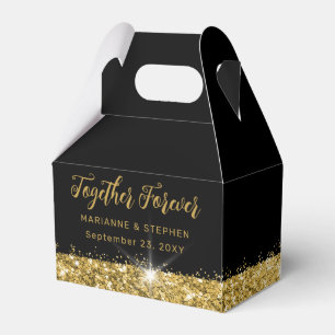 Caja Para Regalos Negro y Dorado Juntos por Siempre Elegante