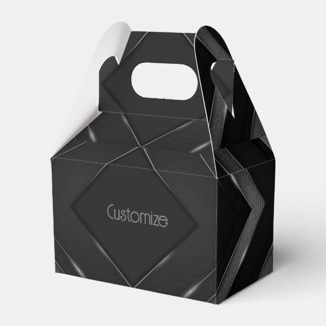 Caja Para Regalos Negro Y Gris Chevron Gable (Front Side)