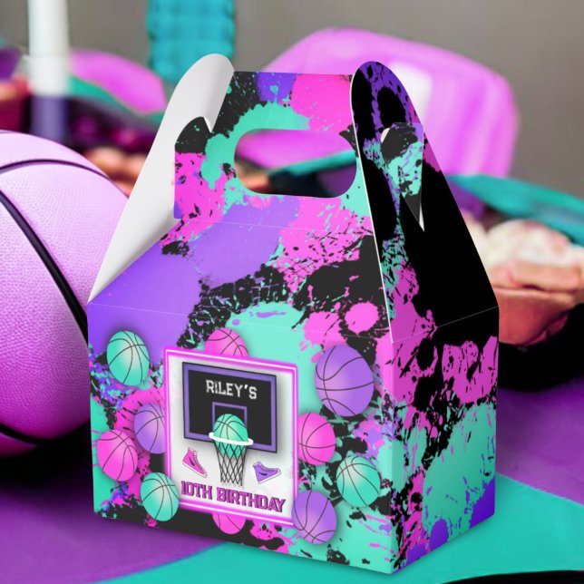 Caja Para Regalos Neon Basketball Sneakers & Paint Splatter Cumpleañ (Subido por el creador)