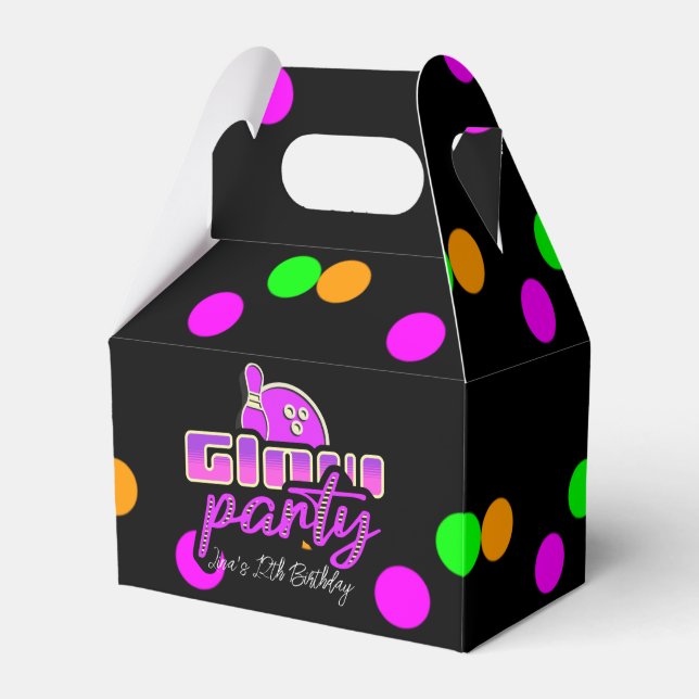 Caja Para Regalos Neon Bowling Fiesta Bash Birthday Party (Front Side)