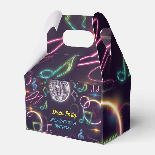 Caja Para Regalos Neon Glow Disco Dance Birday Party (Front Side)