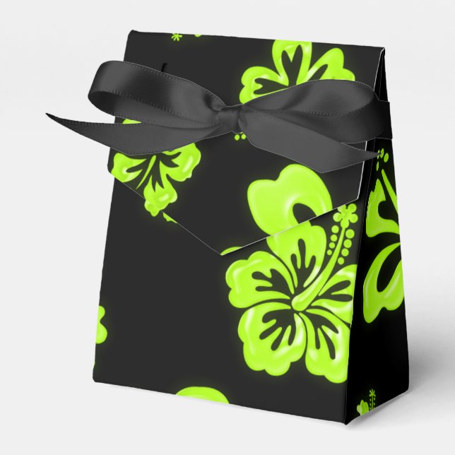 Caja Para Regalos Neon Green Yellow Hibiscus Flower Party Box (Front Side)