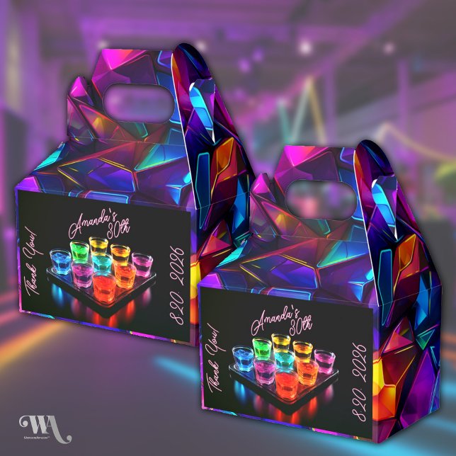 Caja Para Regalos Neon Light Black Birthday Jelly Shots (Subido por el creador)