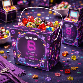 Caja Para Regalos Neón Resplandor Juego Retro de Arcade Cumpleaños 8