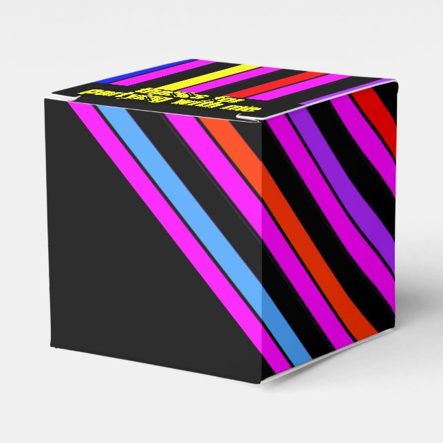 Caja Para Regalos Neon Stripes Black Party Favor Box (Costado Anverso)