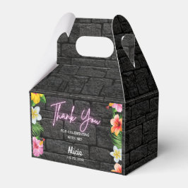 Caja Para Regalos Neon Tropical Floral Summer Birday Gracias