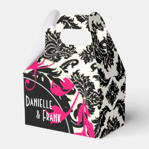 Caja Para Regalos Neopolitan Damask Paisley   blanco negro fuschia
