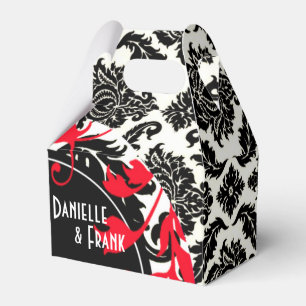 Caja Para Regalos Neopolitan Damask Paisley blanco negro rojo
