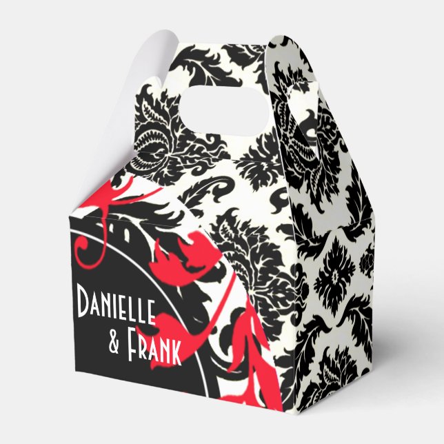 Caja Para Regalos Neopolitan Damask Paisley | blanco negro rojo (Front Side)