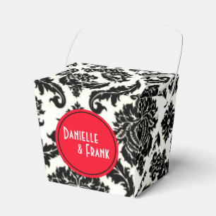Caja Para Regalos Neopolitan Damask Paisley blanco negro rojo