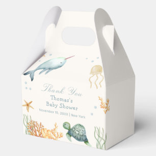 Caja Para Regalos Neutral Ahoy Bajo El Baby Shower De Sea Whale Boy