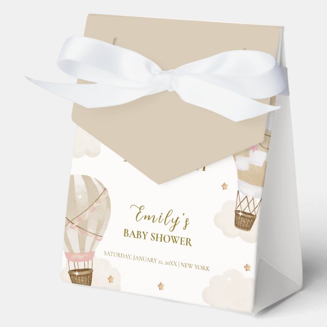 Caja Para Regalos Neutral Elegant Boho Hot Air Balloon Baby Shower (Anverso)