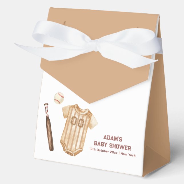 Caja Para Regalos Neutral Little Slugger Baseball Boy Baby Shower  (Anverso)
