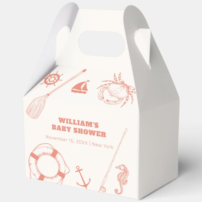 Caja Para Regalos Neutral Modern Nautical Fishing Boy Baby Shower (Reverso )