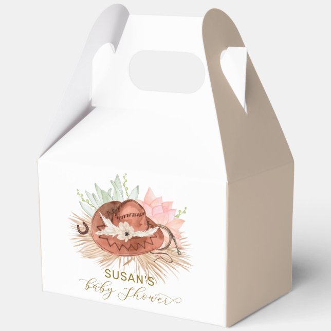 Caja Para Regalos Neutral moderno Boho Cactus Cowboy Gorra Baby Show (Anverso)