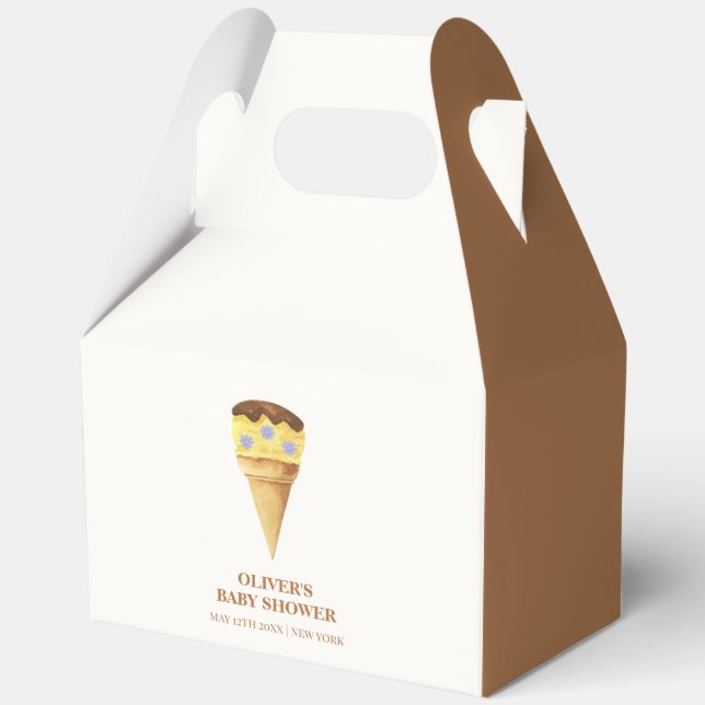 Caja Para Regalos Neutral Summer Scoop Ice Cream Boy Baby Shower (Anverso)