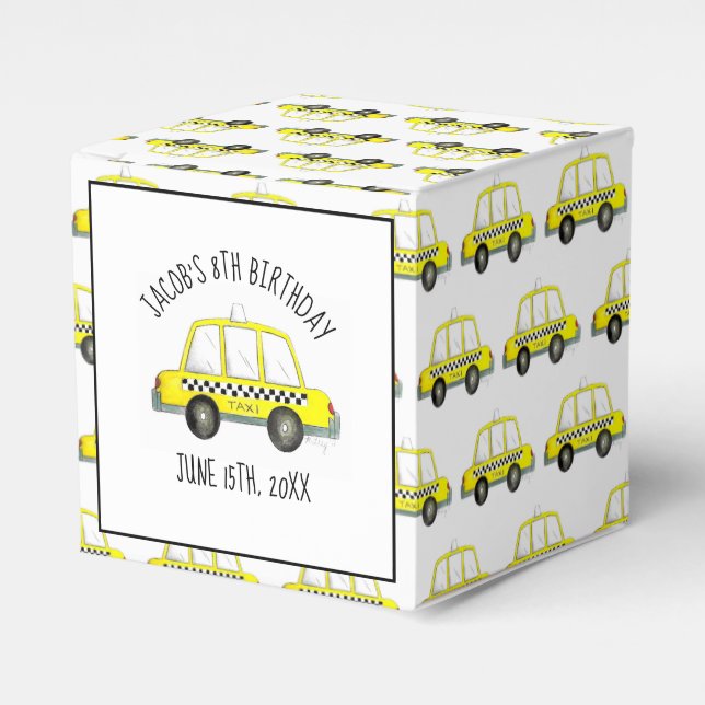 Caja Para Regalos New York City NYC Partido del Cumpleaños del Taxi  (Costado Anverso)
